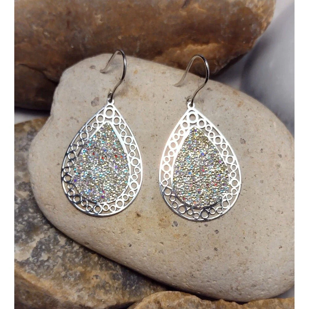 Sterling Silver 925 Sparkle Enamel Dangle Earrings